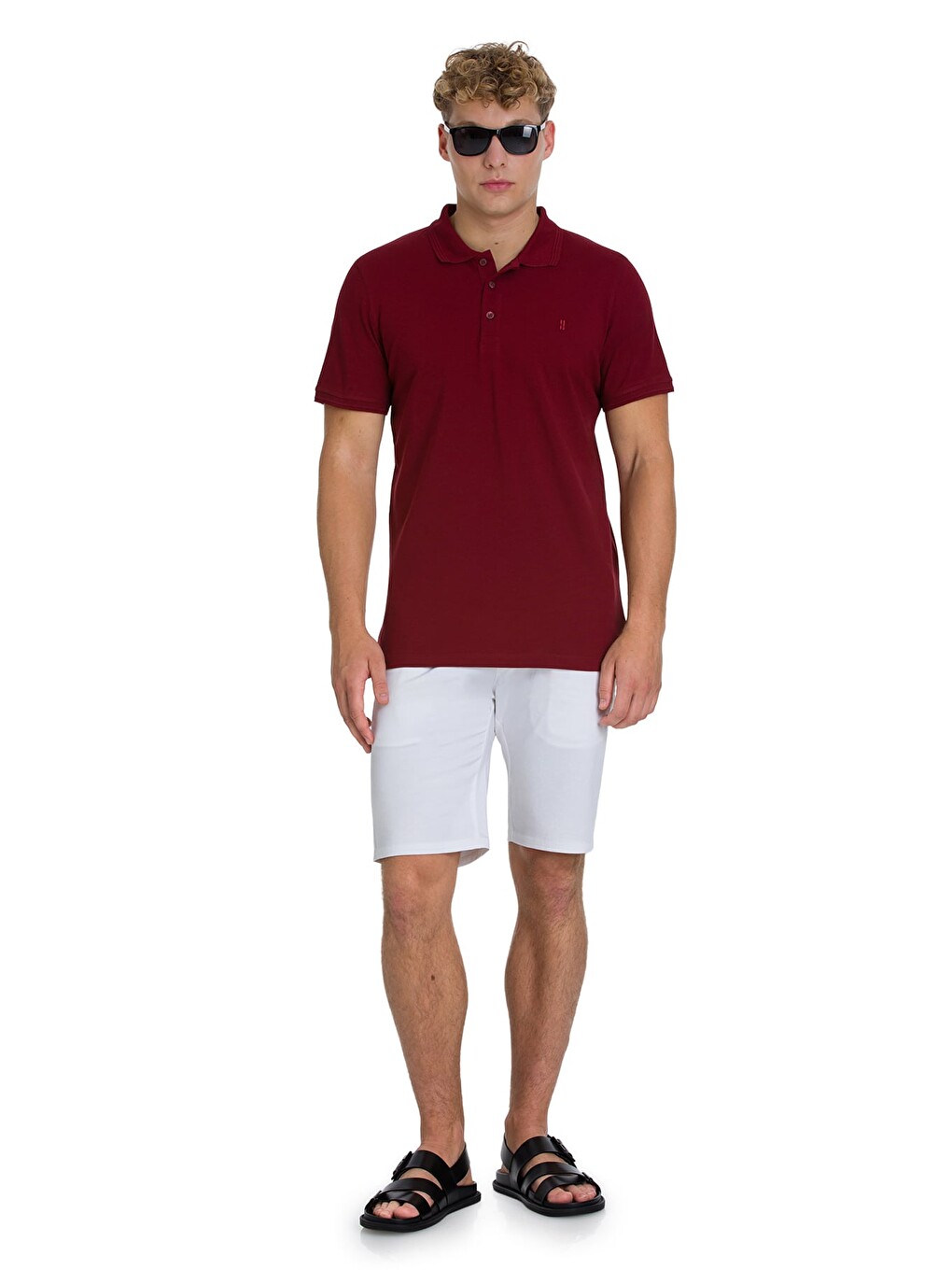 Bordo Regular Fit 100% Pamuklu Polo Yaka Tişört-1