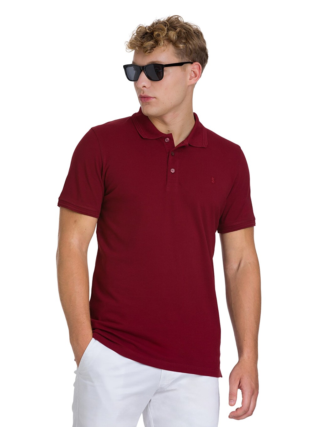Bordo Regular Fit 100% Pamuklu Polo Yaka Tişört-2