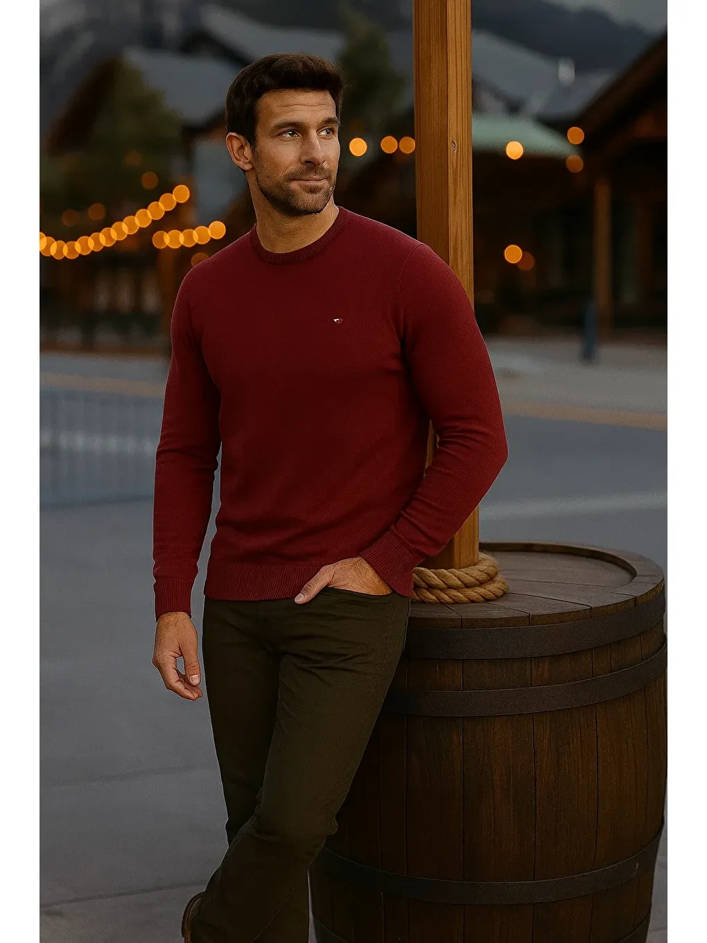 Erkek Basic Kışlık Uzun Bordo Kazak-2