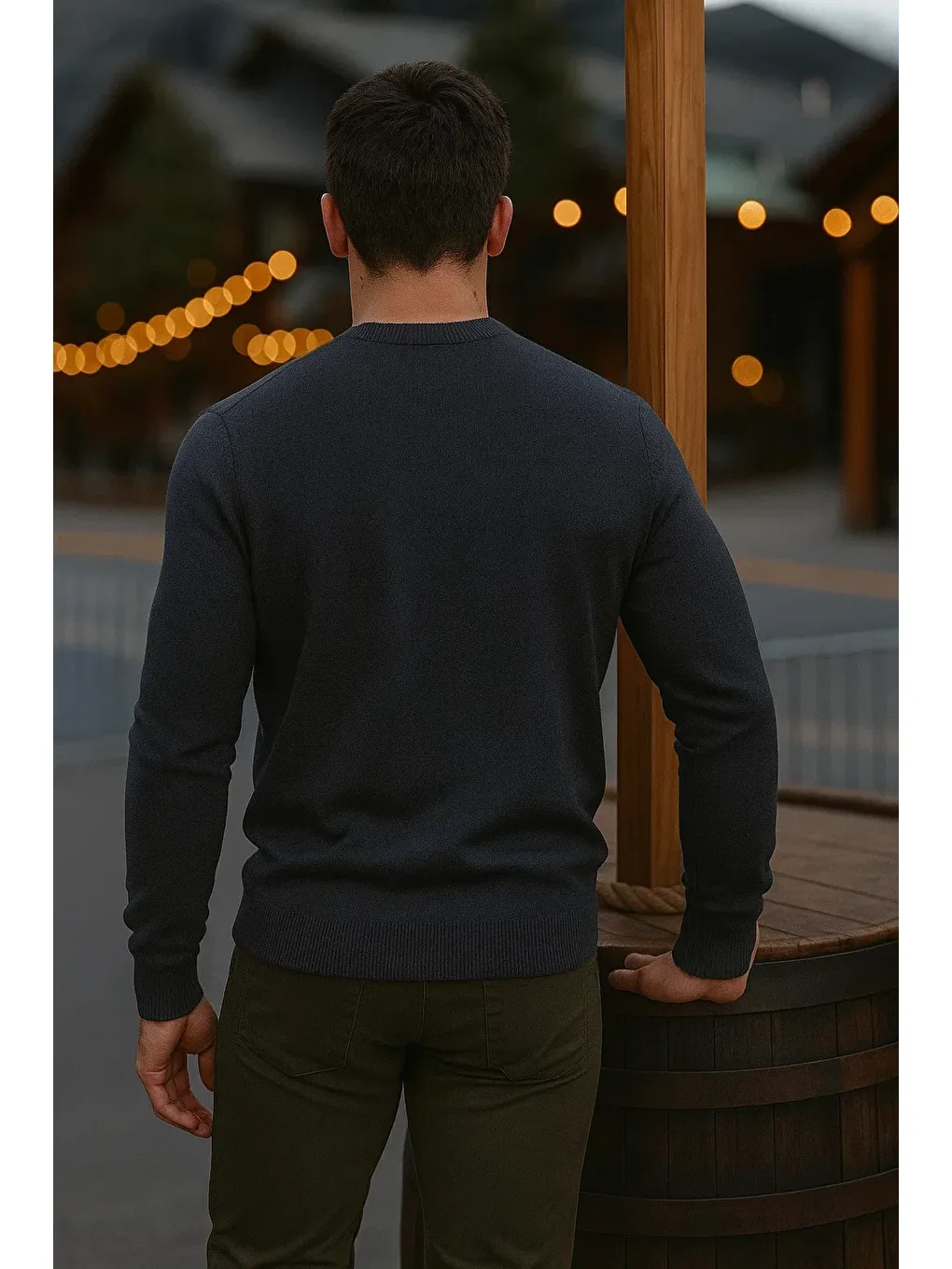 Gri Erkek Basic Kışlık Uzun Füme Kazak-5