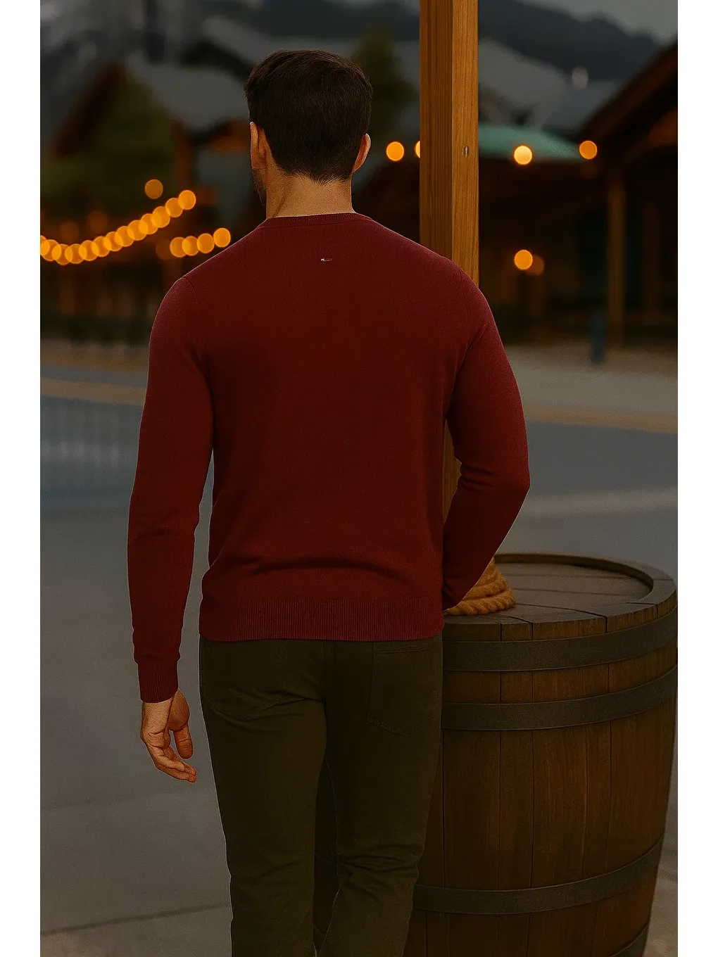 Erkek Basic Kışlık Uzun Bordo Kazak-5