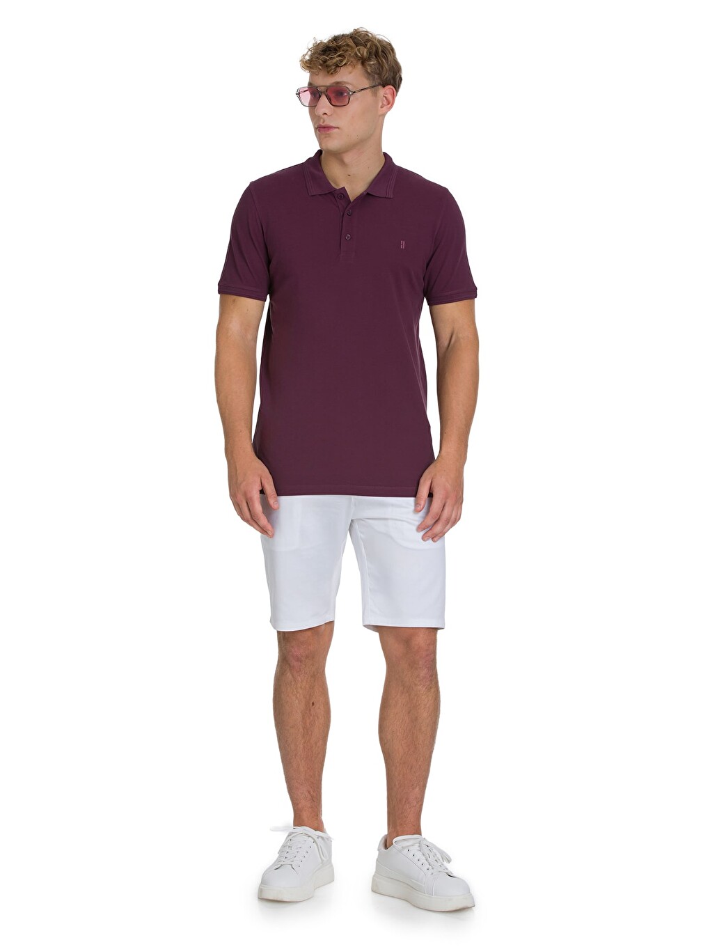 Mor Regular Fit 100% Pamuklu Polo Yaka Tişört-1