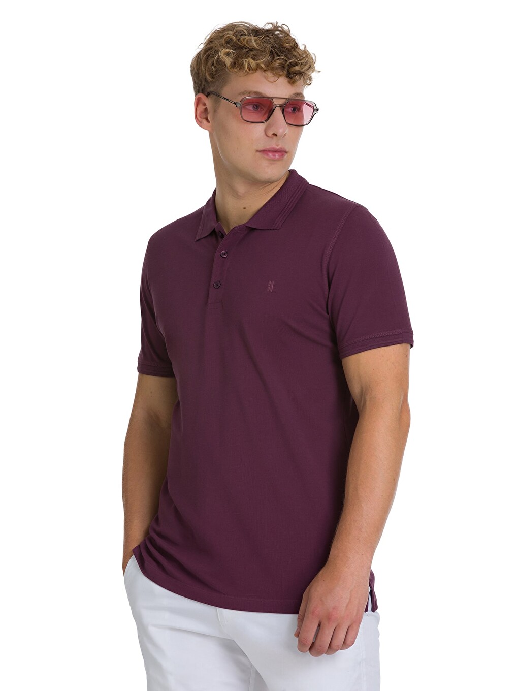 Mor Regular Fit 100% Pamuklu Polo Yaka Tişört-2