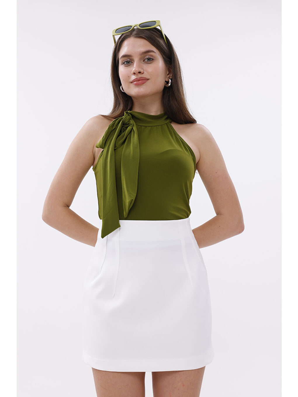 Beyaz FundacshoosesXGenıus Kadın Pensli Etek İç Göstermez Lamineli Kadın Etek KADIN-ETEK-2