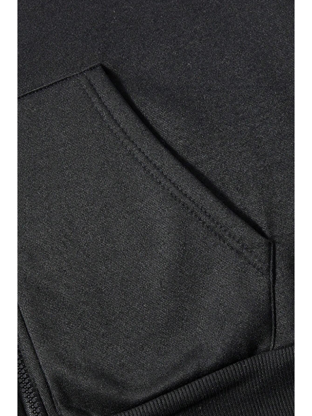 Unisex Relax Fit Rahat Kesim Pamuklu İçi Polarlı Çift Cepli Fermuarlı Siyah Kapüşonlu Sweatshirt-3