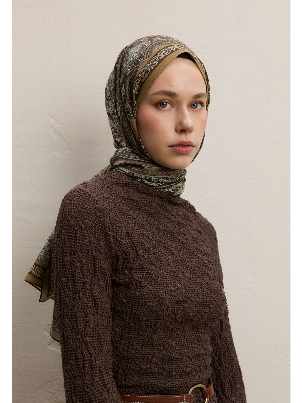 Kahverengi Zaıra Desen Şal Toprak-2