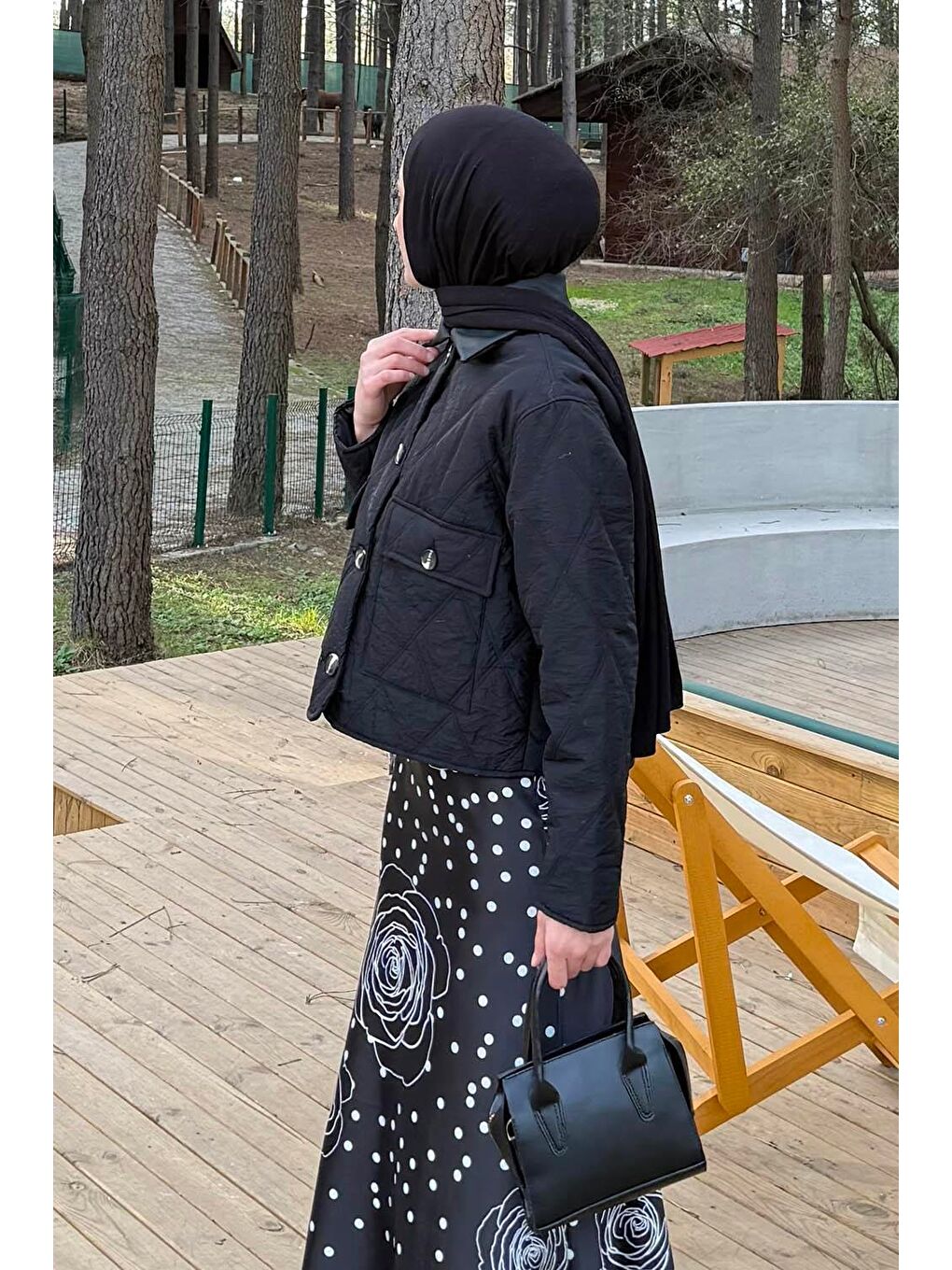 Deri Yaka Kapitone Mont Siyah-1