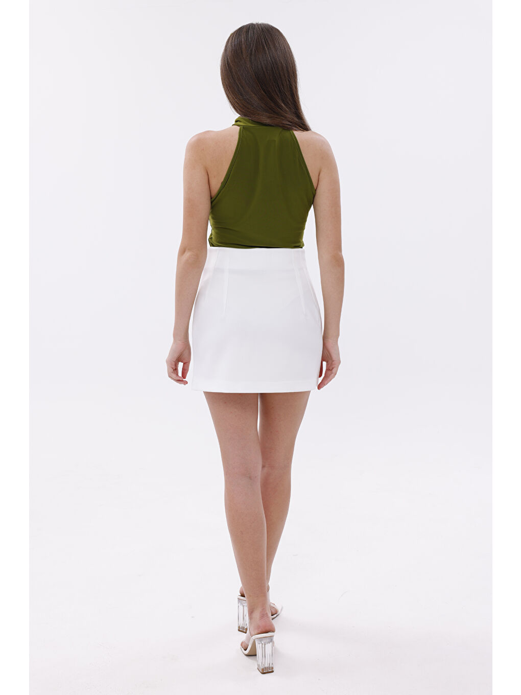 Beyaz FundacshoosesXGenıus Kadın Pensli Etek İç Göstermez Lamineli Kadın Etek KADIN-ETEK-4