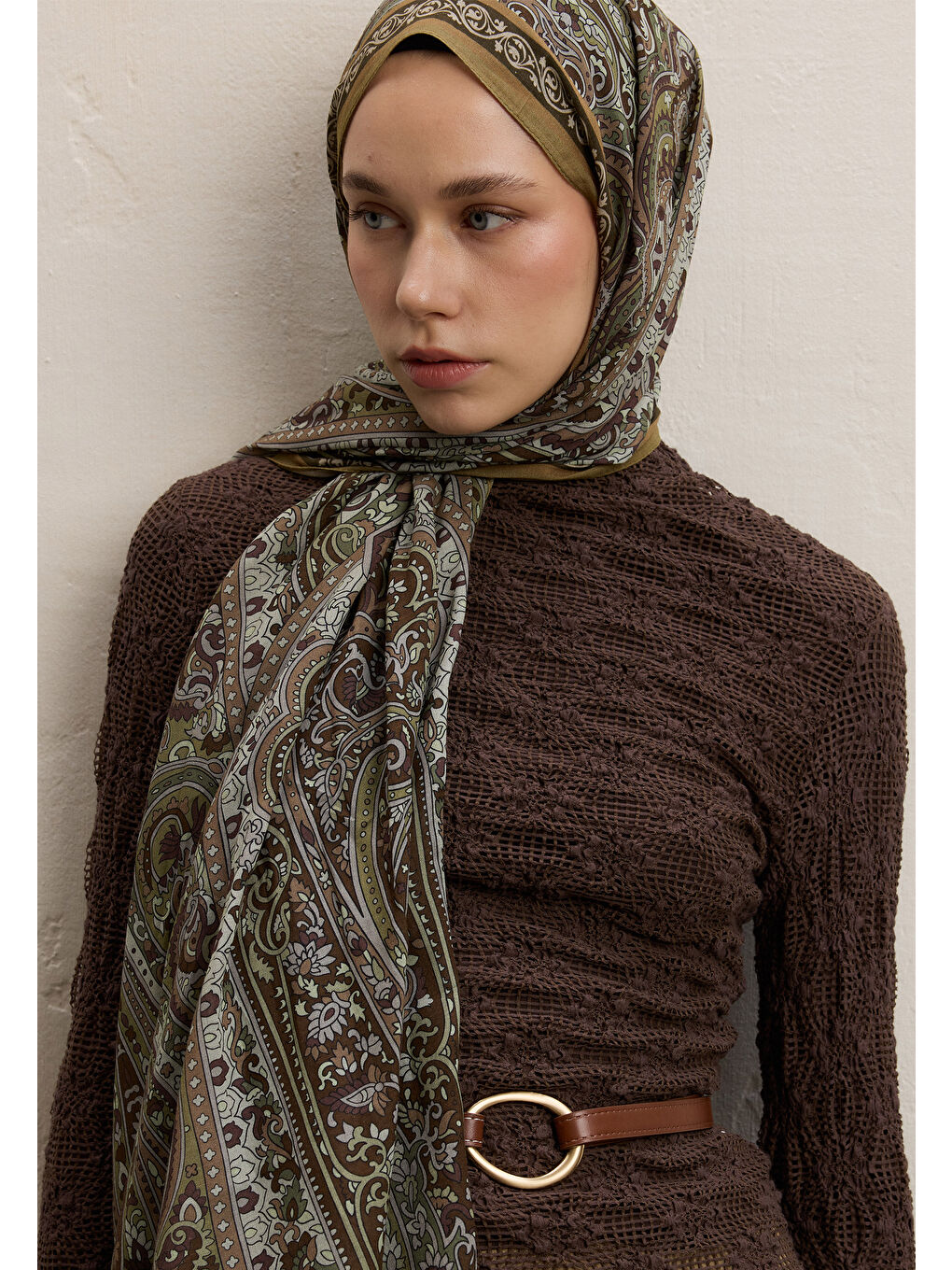 Kahverengi Zaıra Desen Şal Toprak-3