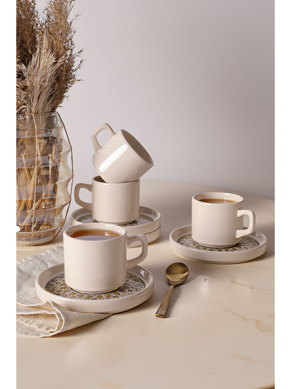 Karışık Timeless Brown Stackable Çay Takımı 8 Parça 4 Kişilik-2
