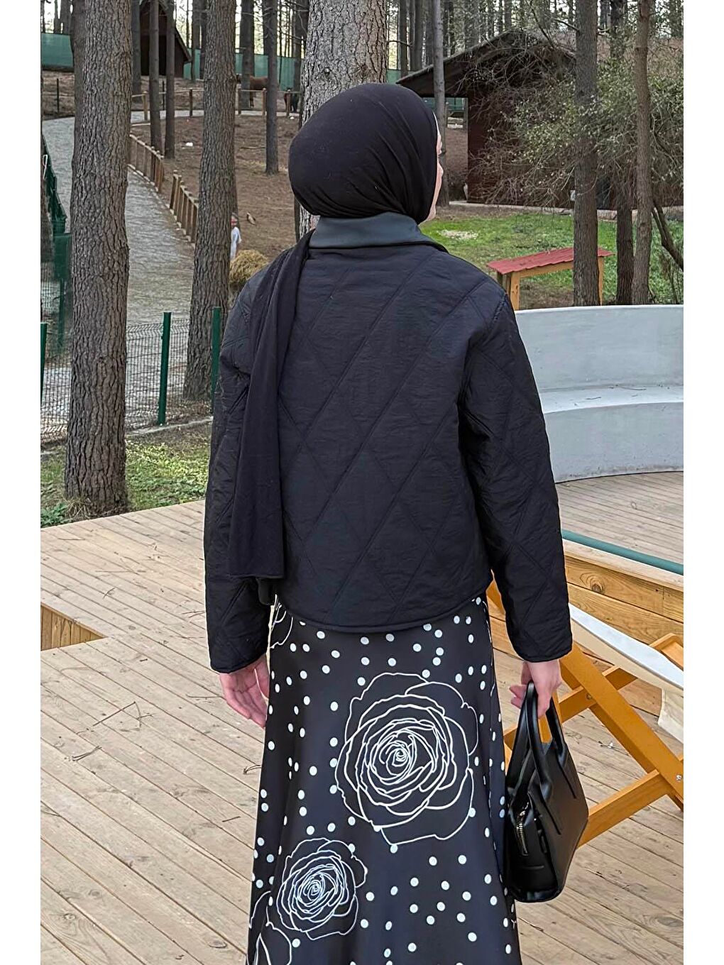 Deri Yaka Kapitone Mont Siyah-3