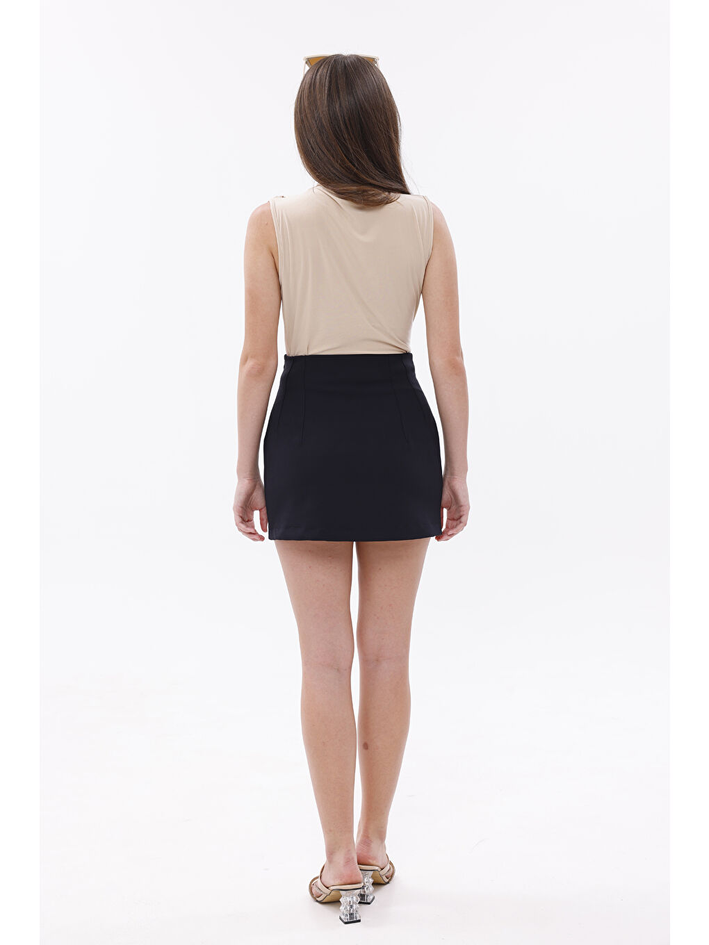 Siyah FundacshoosesXGenıus Kadın Pensli Etek İç Göstermez Lamineli Kadın Etek KADIN-ETEK-4