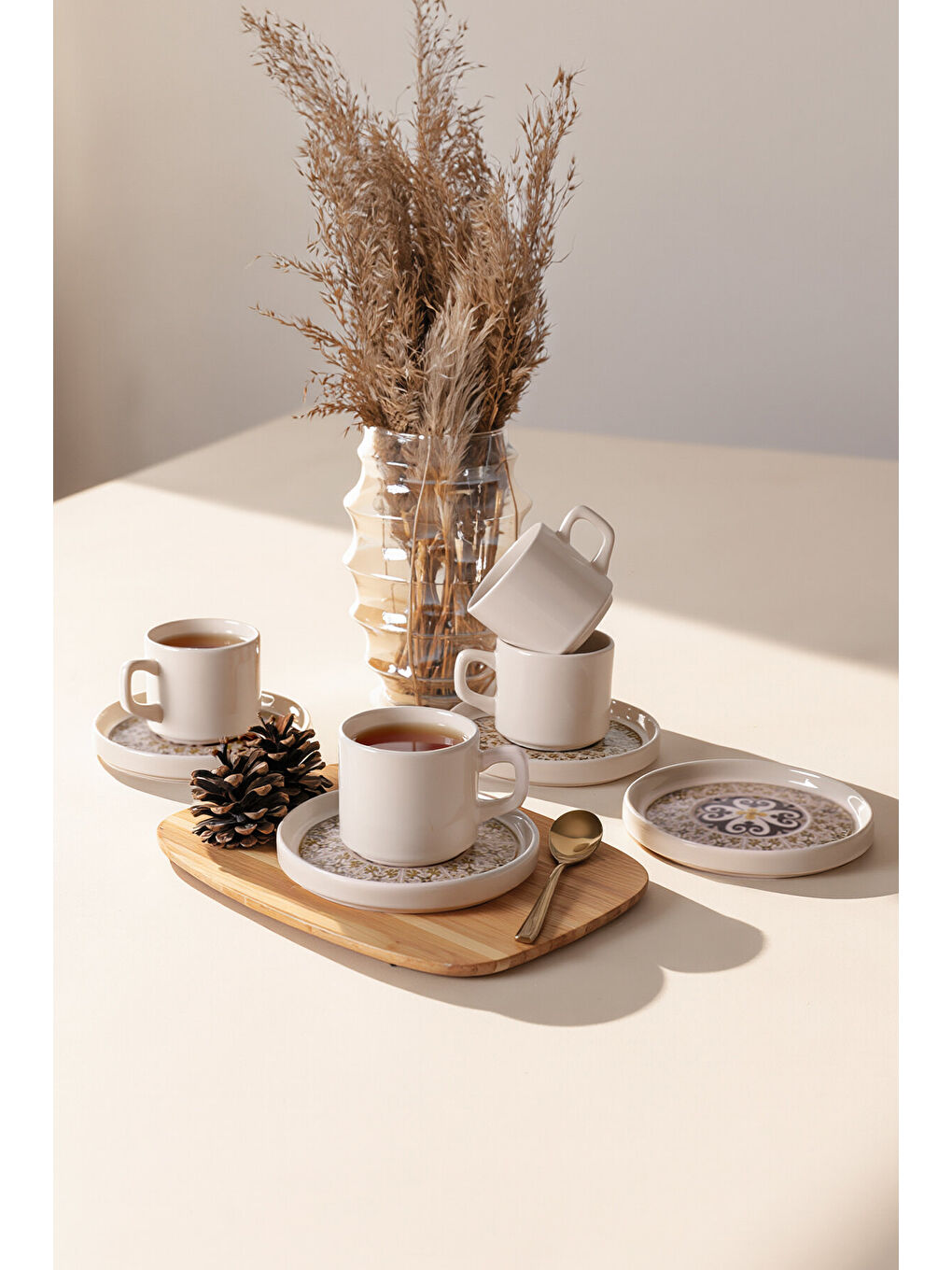 Karışık Timeless Brown Stackable Çay Takımı 8 Parça 4 Kişilik-3