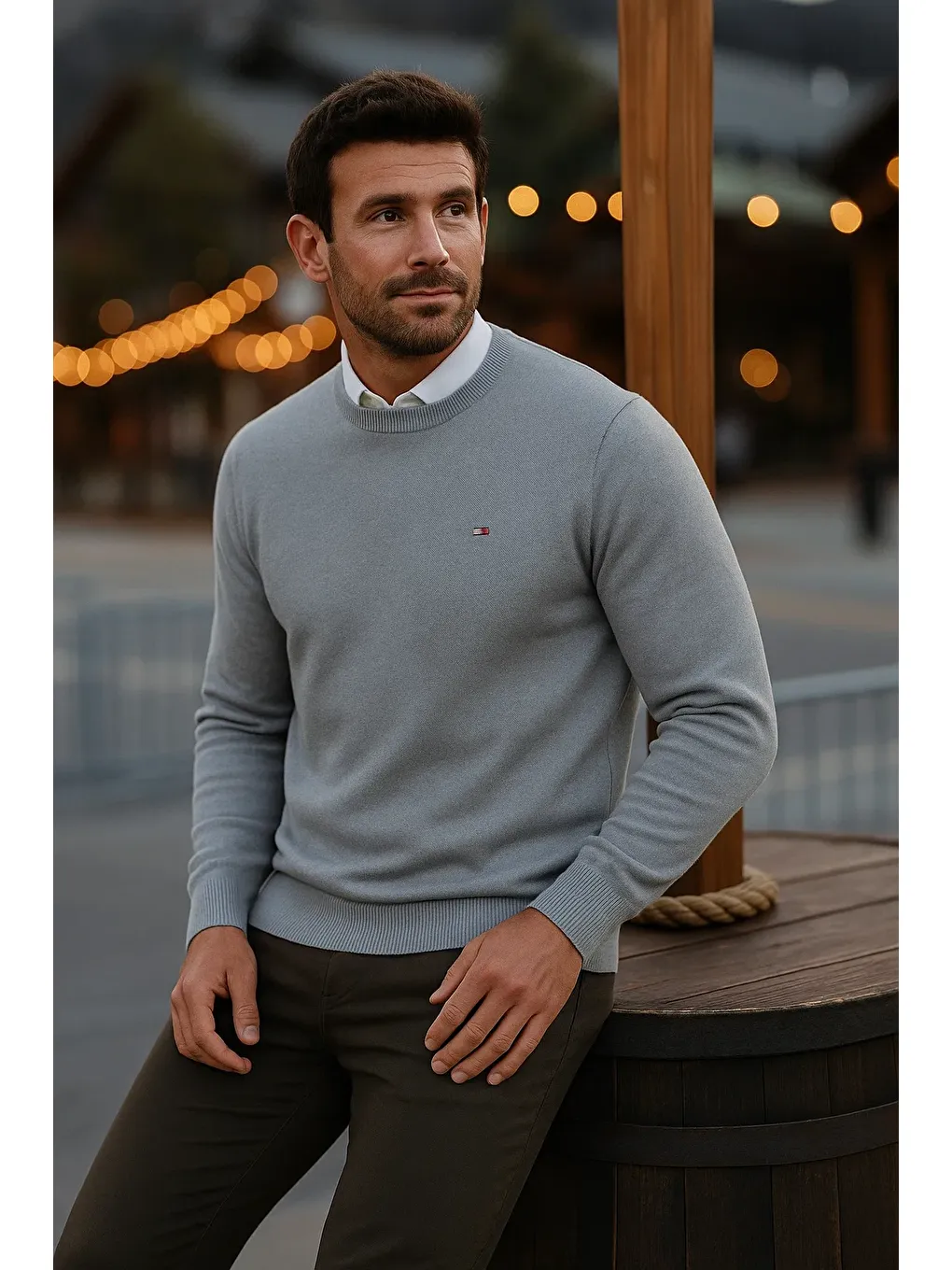 Erkek Basic Kışlık Uzun Gri Kazak-1