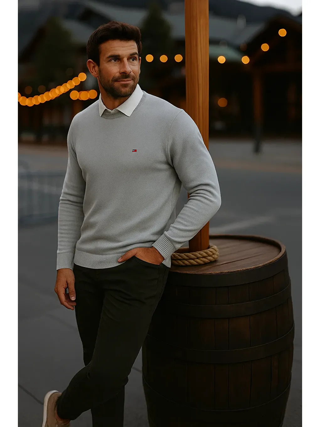 Erkek Basic Kışlık Uzun Gri Kazak-2