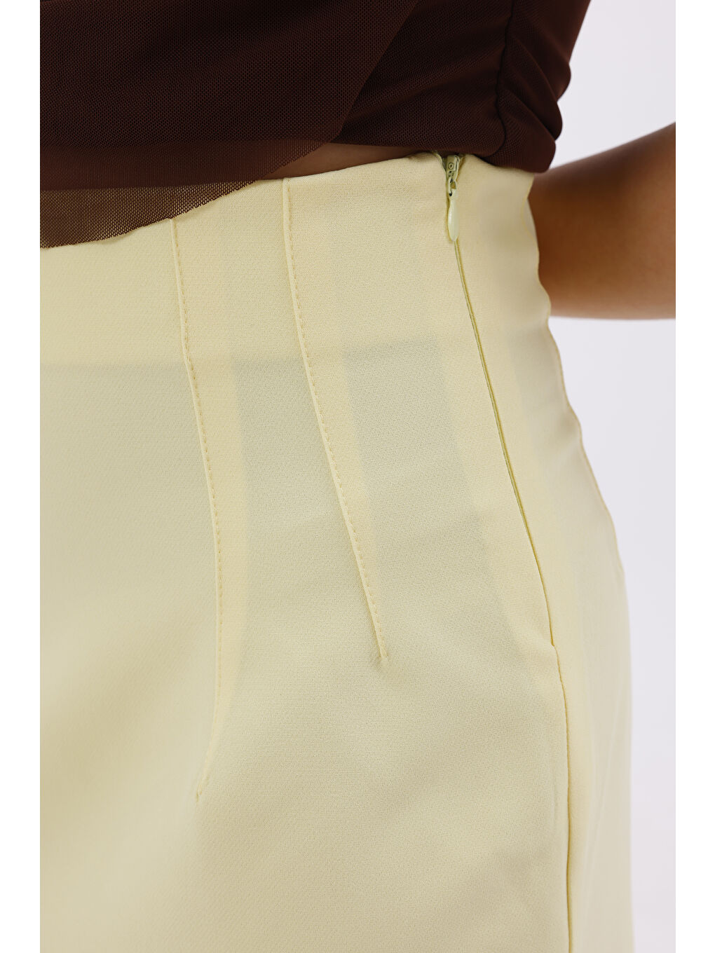 Sarı FundacshoosesXGenıus Kadın Pensli Etek İç Göstermez Lamineli Kadın Etek KADIN-ETEK-3