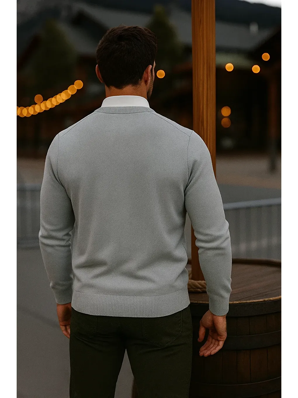 Erkek Basic Kışlık Uzun Gri Kazak-4