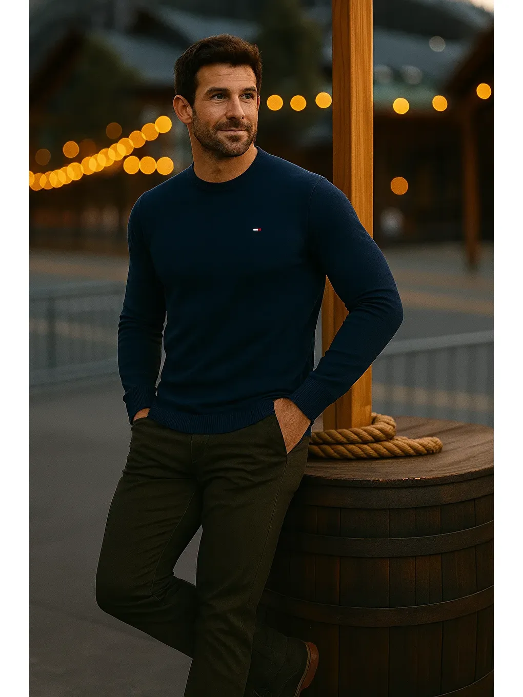 Erkek Basic Kışlık Uzun Lacivert Kazak-2