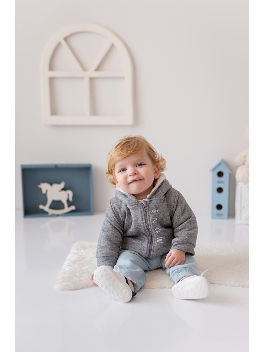 Yeşil Erkek Bebek Snow Baskılı Üçlü Takım - Mint