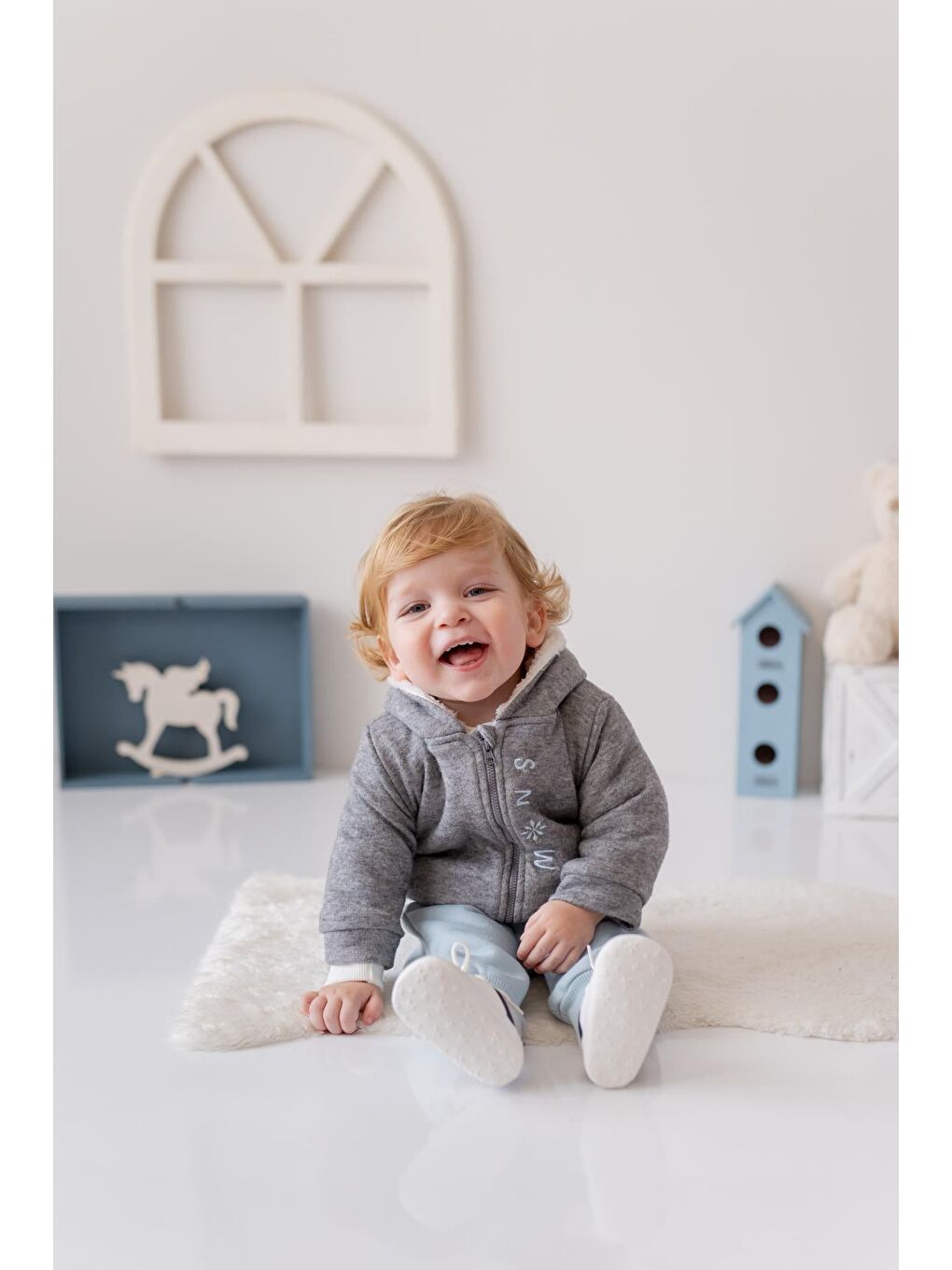 Yeşil Erkek Bebek Snow Baskılı Üçlü Takım - Mint-1