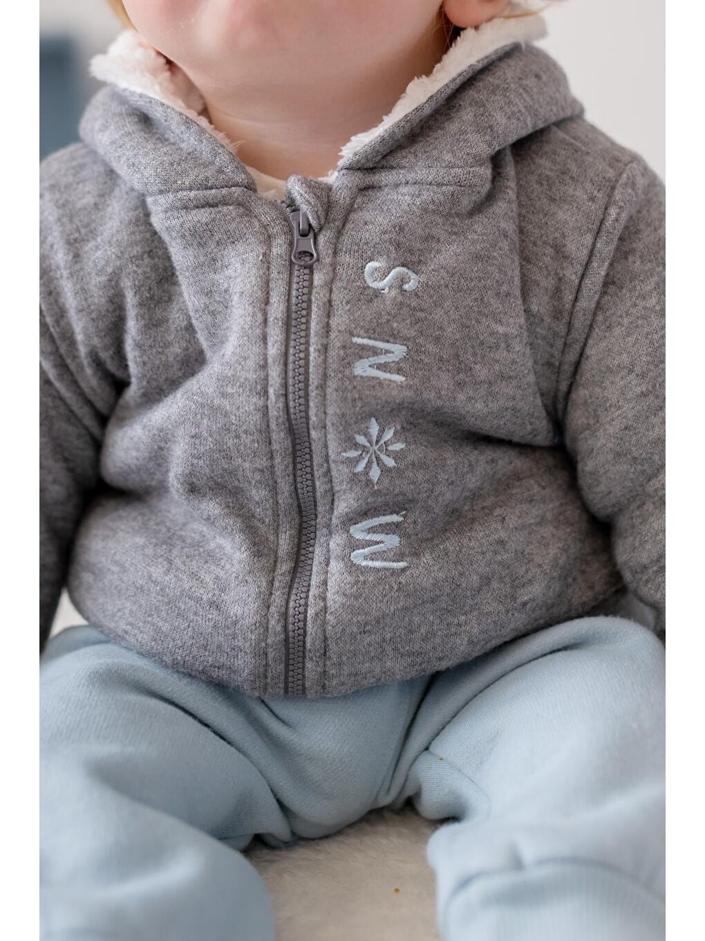 Yeşil Erkek Bebek Snow Baskılı Üçlü Takım - Mint-2