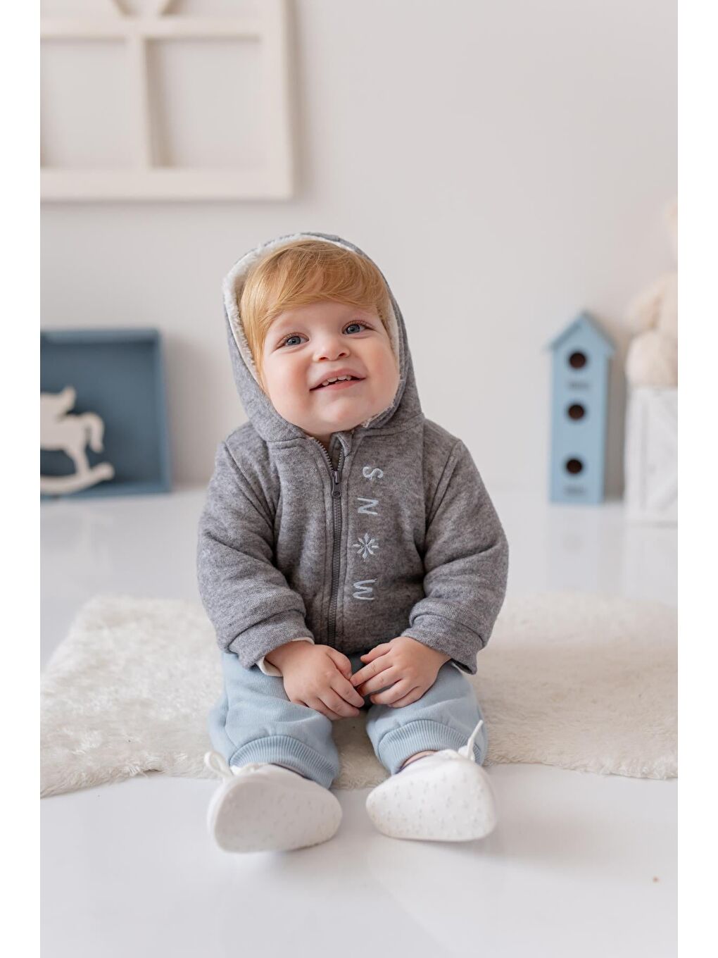 Yeşil Erkek Bebek Snow Baskılı Üçlü Takım - Mint-3