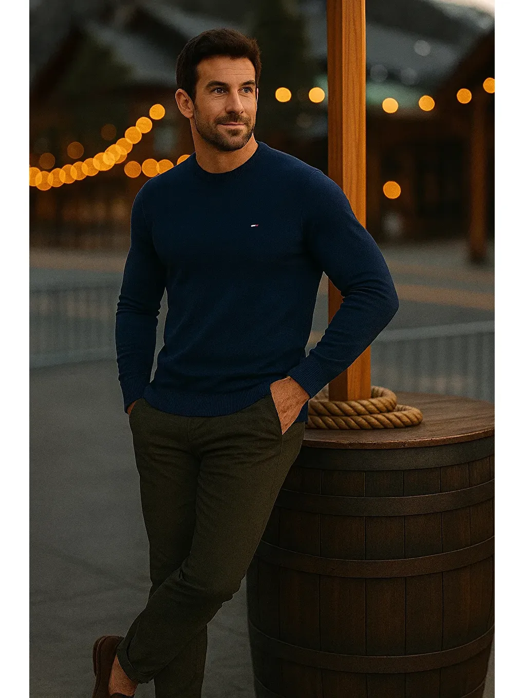 Erkek Basic Kışlık Uzun Lacivert Kazak-3