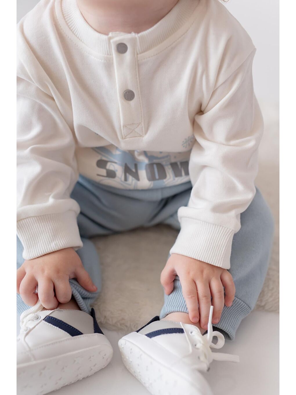 Yeşil Erkek Bebek Snow Baskılı Üçlü Takım - Mint-5