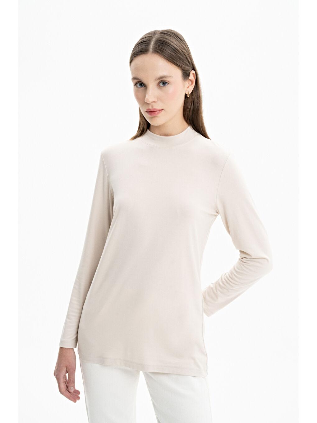 Bej Örme Basic Bluz-2