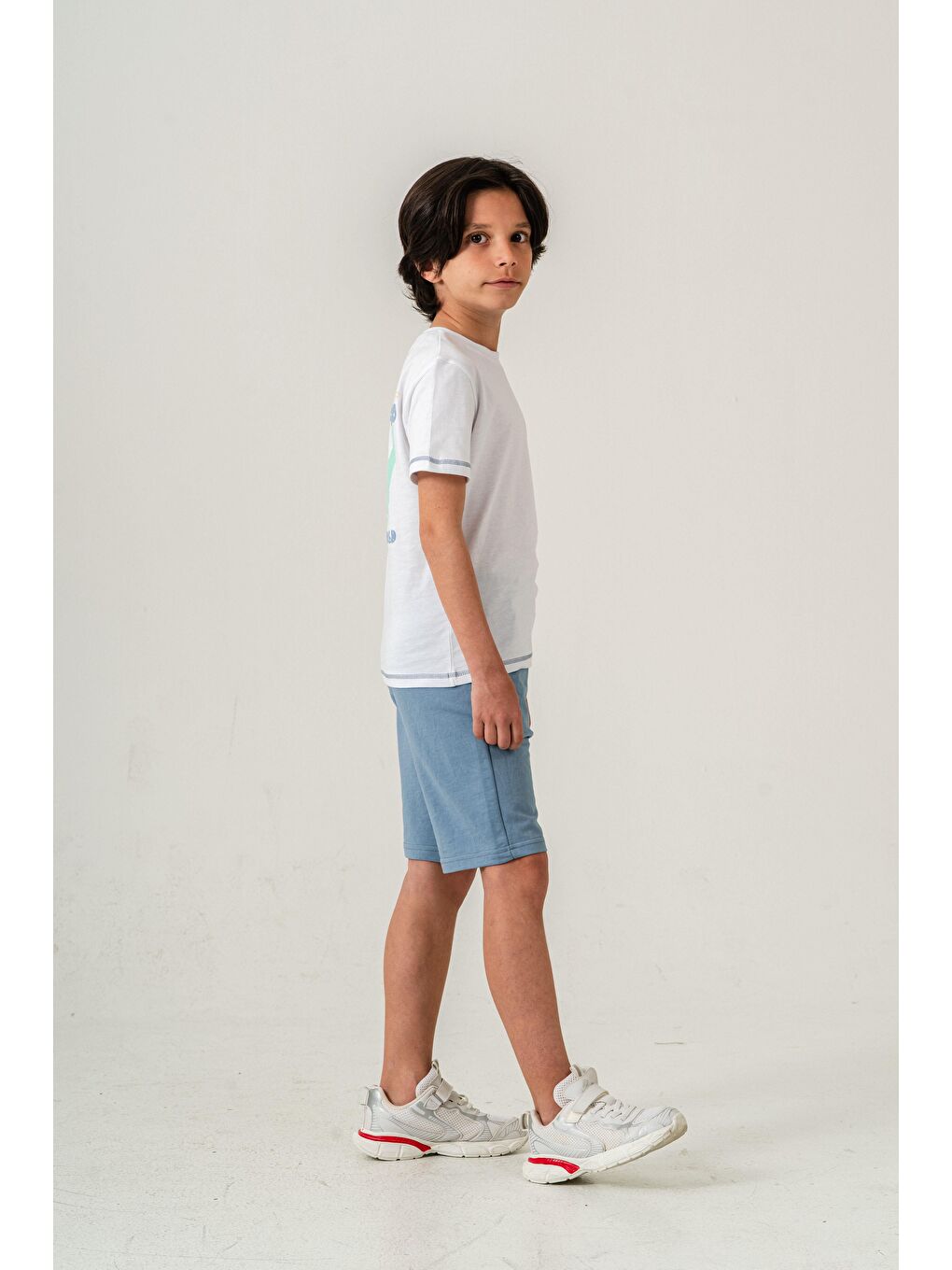 Mavi 87 Reaper The World Baskılı  Erkek Çocuk Şort - Tişört Takımı-3