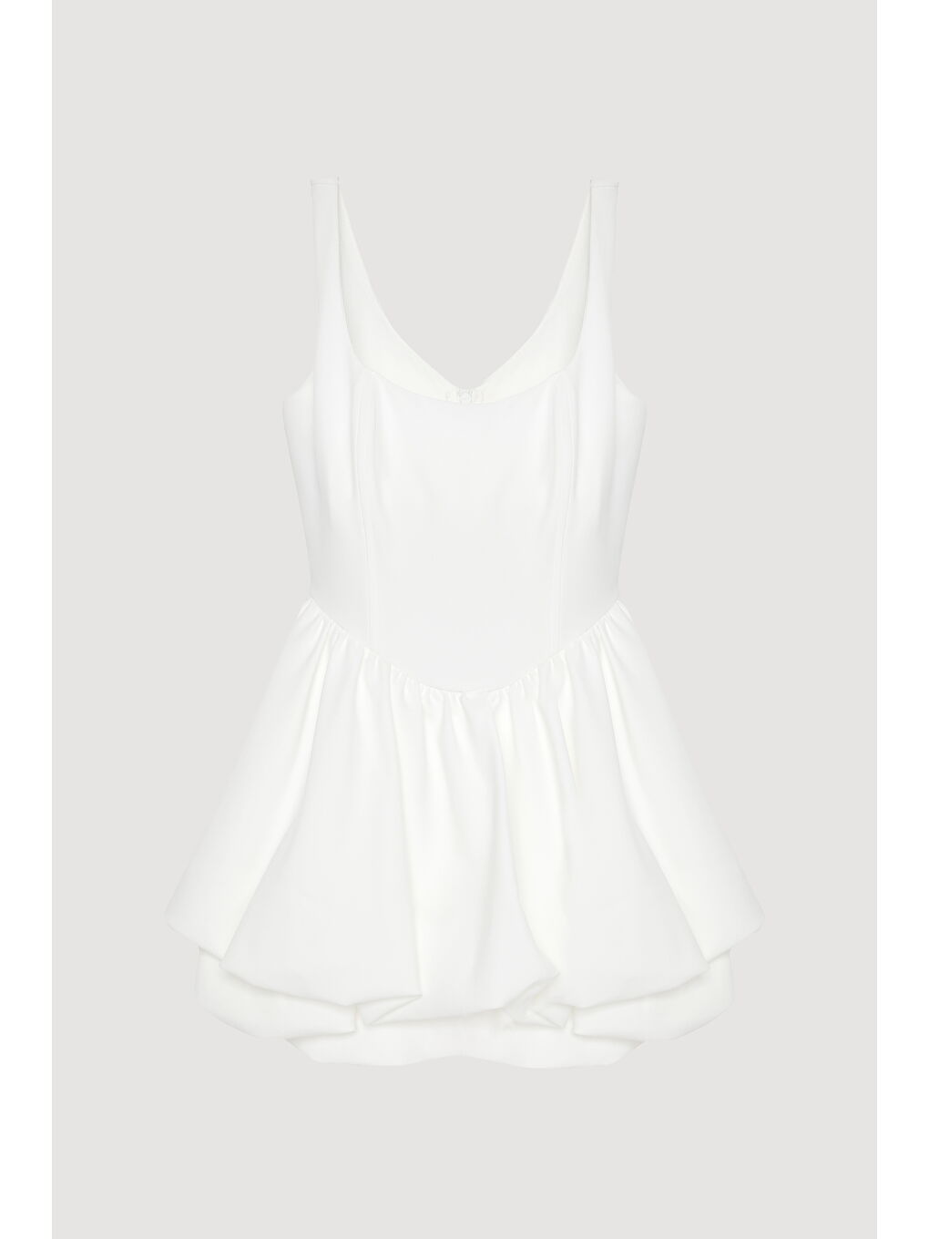 Balen Detaylı Volanlı Mini Elbise Ekru