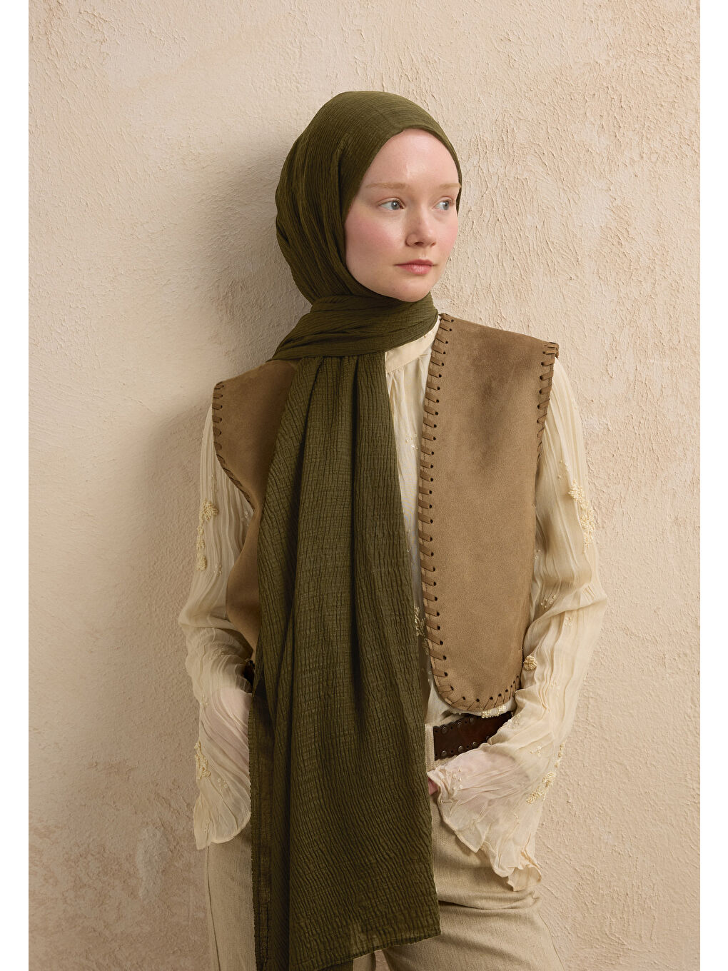 Modal Krinkıl Şal Haki-3