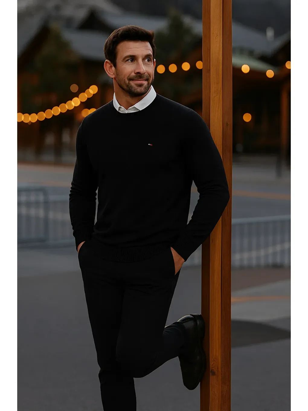 Erkek Basic Kışlık Uzun Siyah Kazak-3