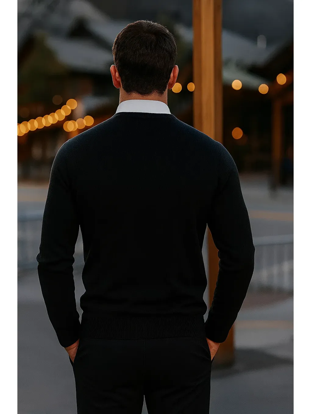 Erkek Basic Kışlık Uzun Siyah Kazak-4