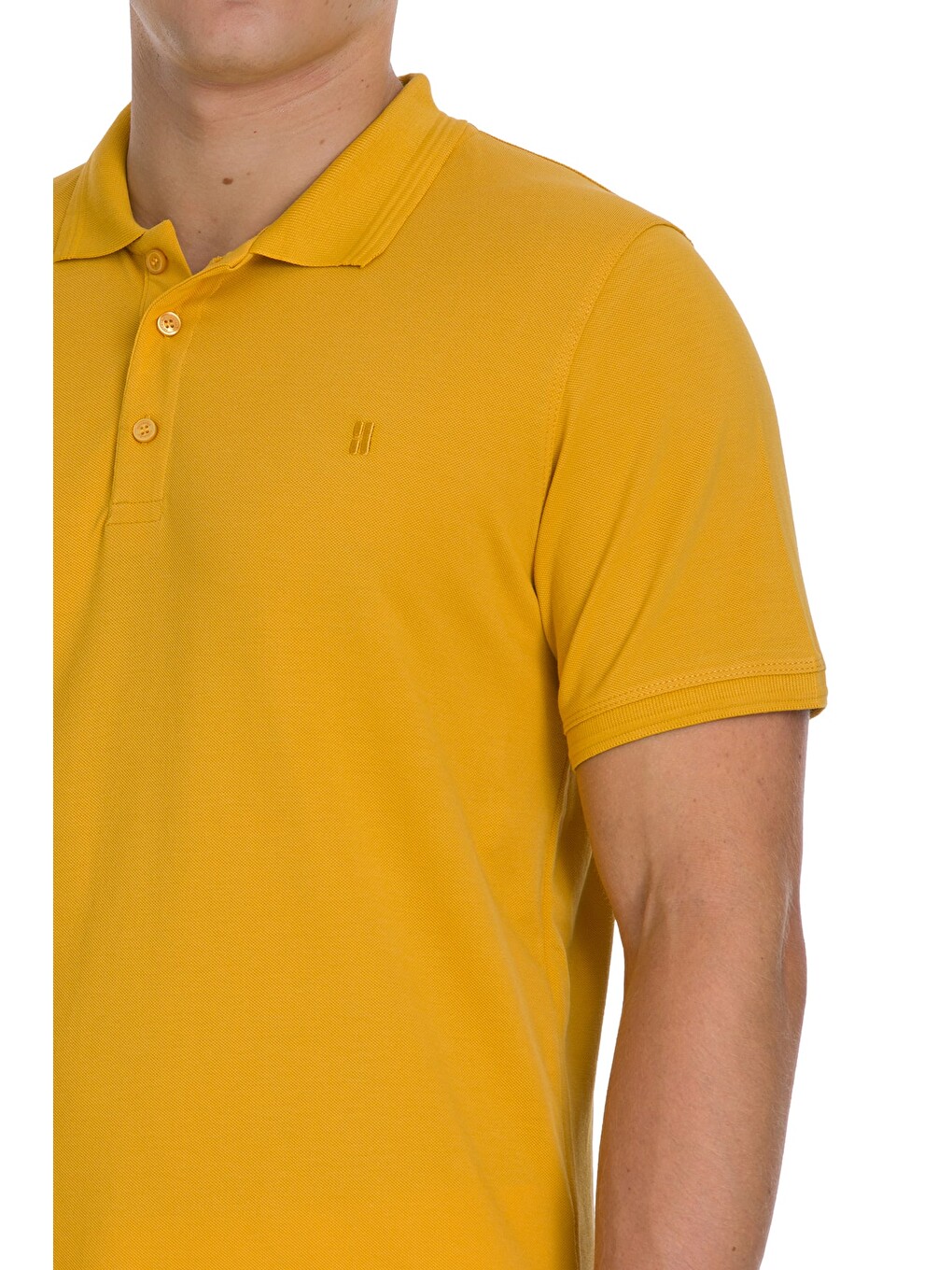Kahverengi Hardal Regular Fit 100% Pamuklu Polo Yaka Tişört-3