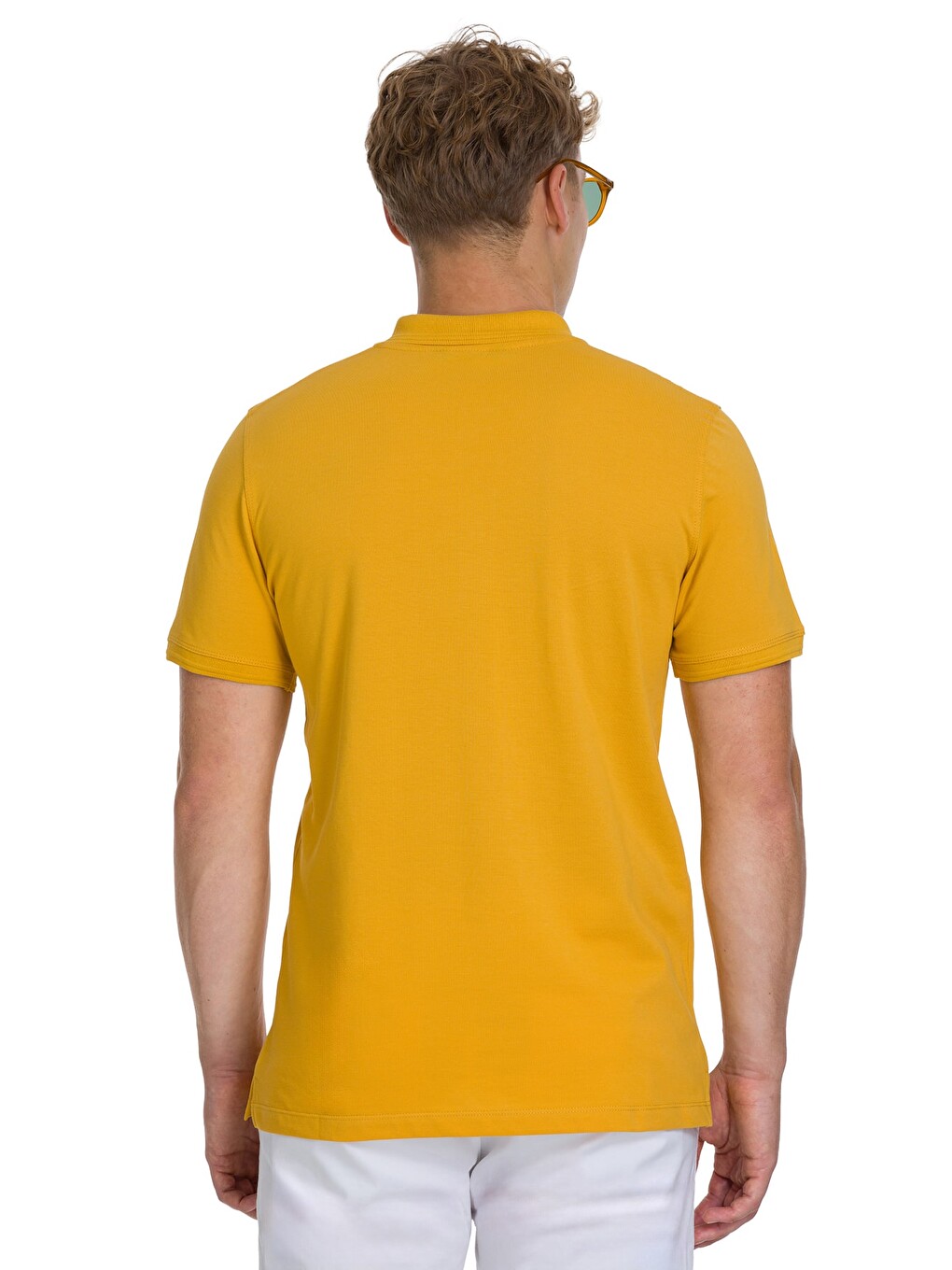 Kahverengi Hardal Regular Fit 100% Pamuklu Polo Yaka Tişört-4