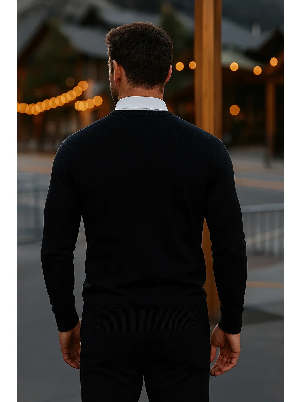 Erkek Basic Kışlık Uzun Siyah Kazak-5