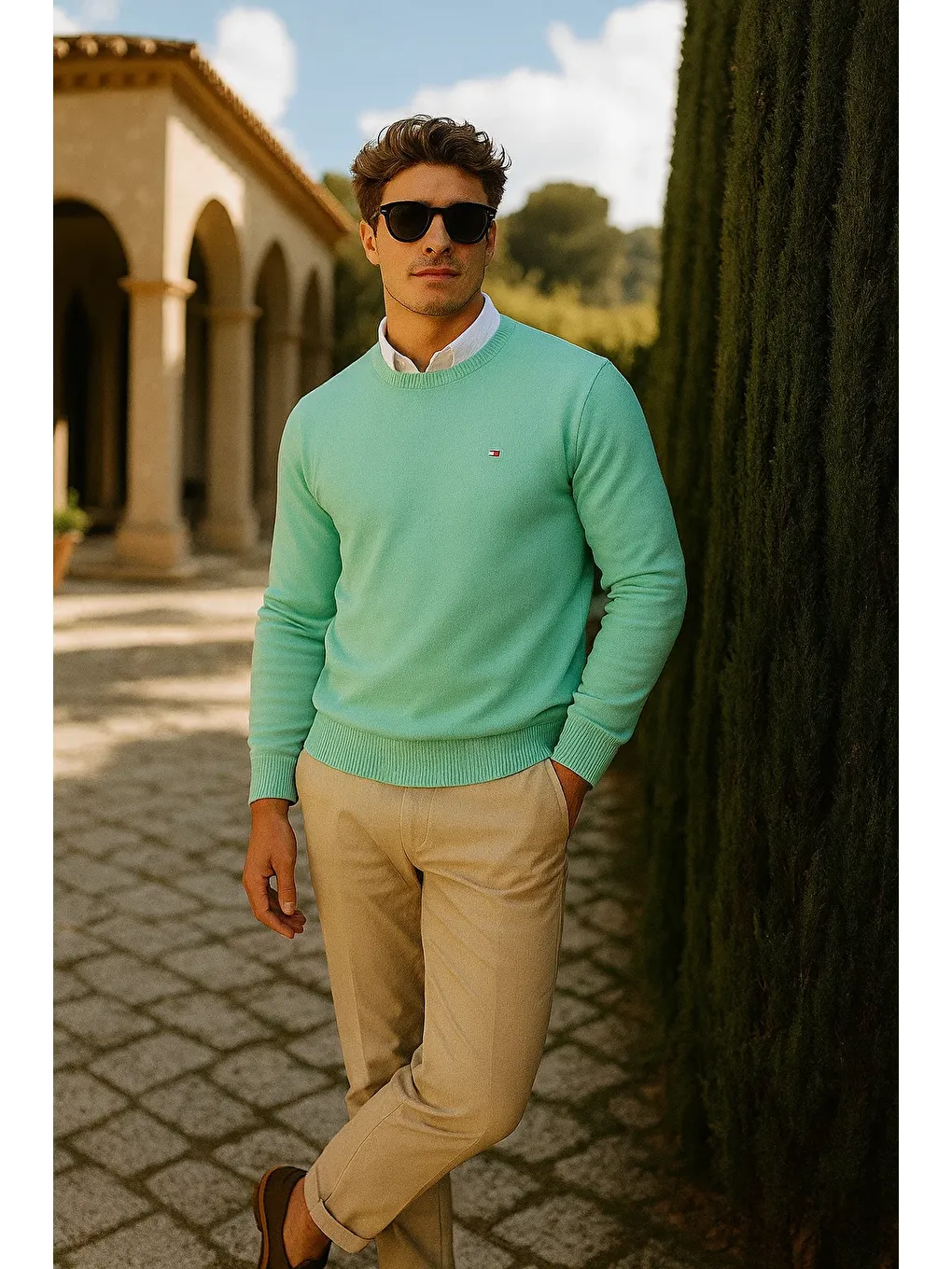 Yeşil Erkek Premium Comfort Basic Mint Uzun Kazak-3