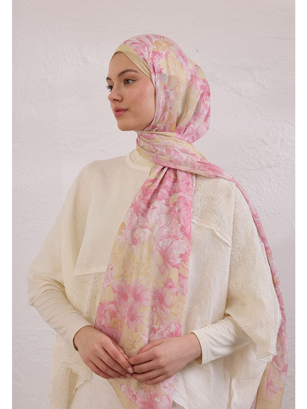 Summer Bloom Desen Rami Şal Soft Pembe-1