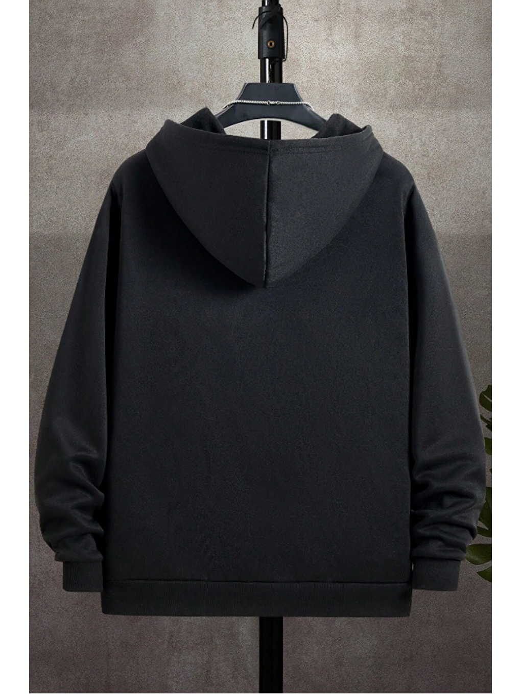 Unisex Relax Fit Rahat Kesim Pamuklu İçi Polarlı Çift Cepli Fermuarlı Siyah Kapüşonlu Sweatshirt-5