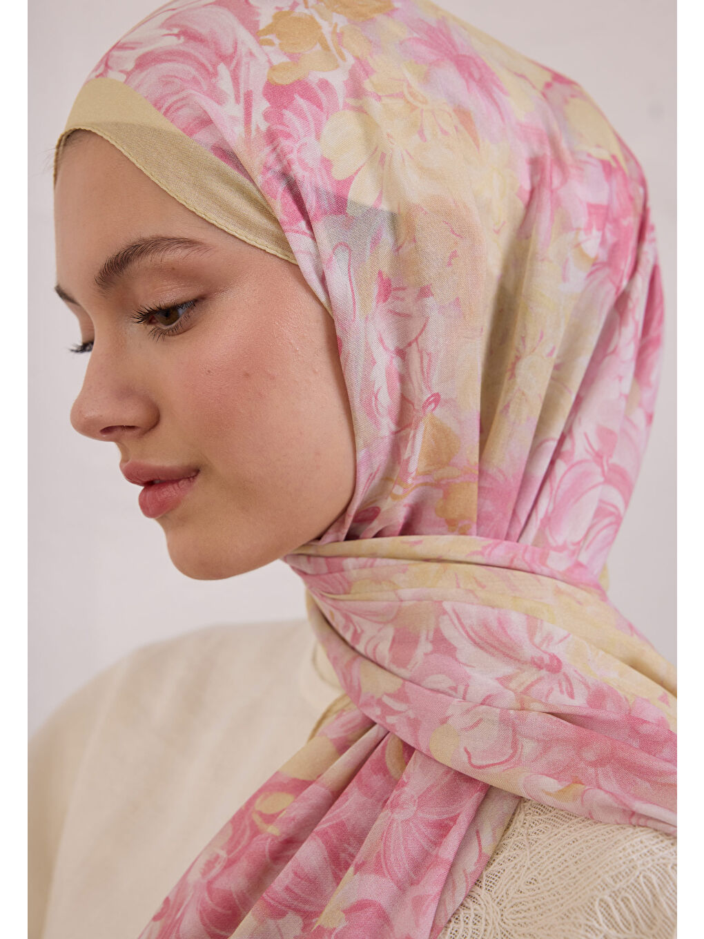 Summer Bloom Desen Rami Şal Soft Pembe-2