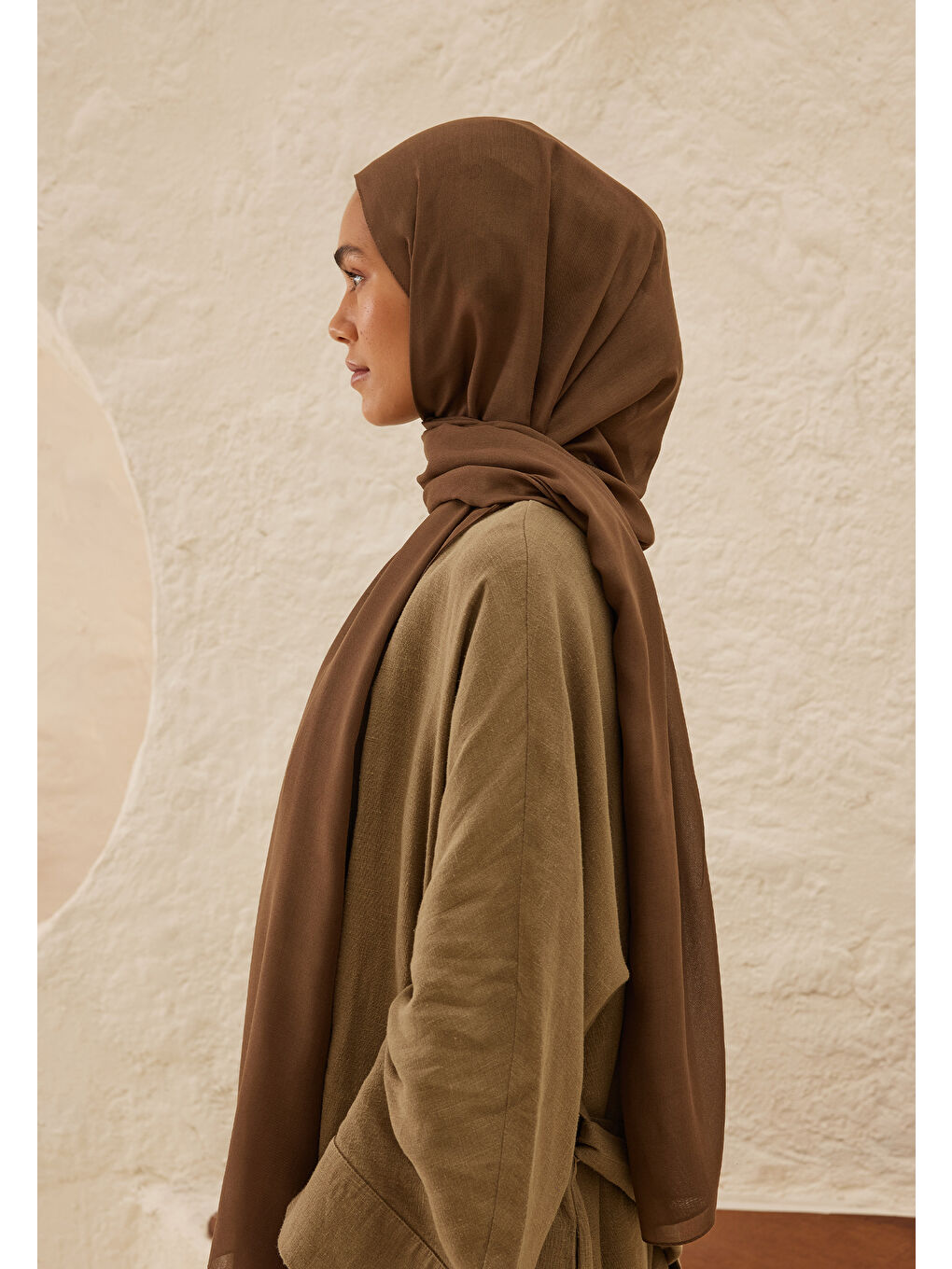 Kahverengi Rami Viskon Şal Toprak-4