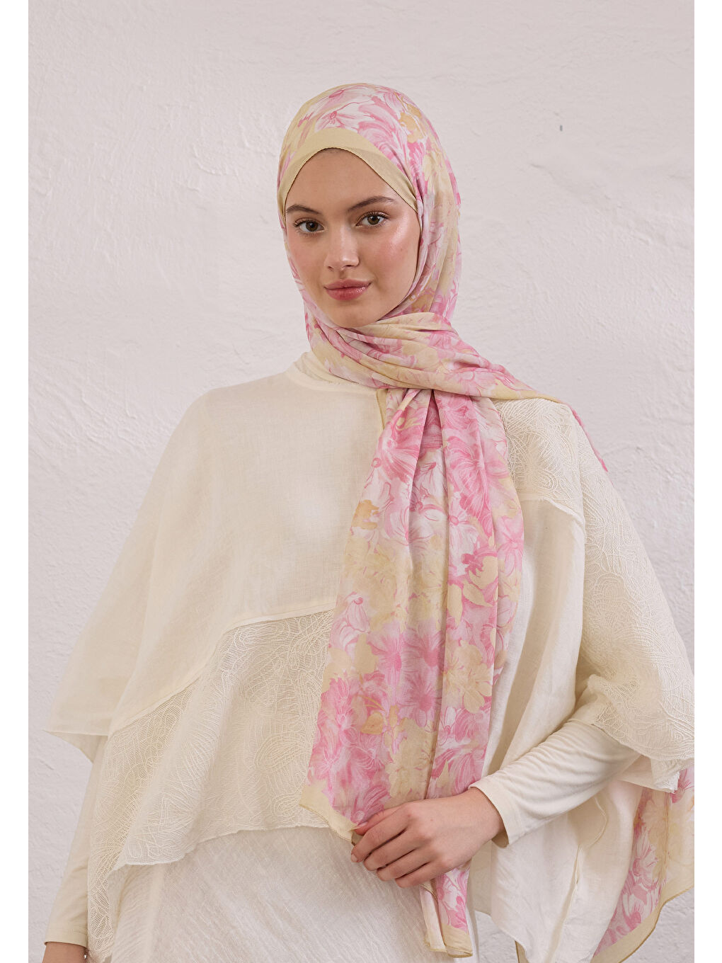 Summer Bloom Desen Rami Şal Soft Pembe-3