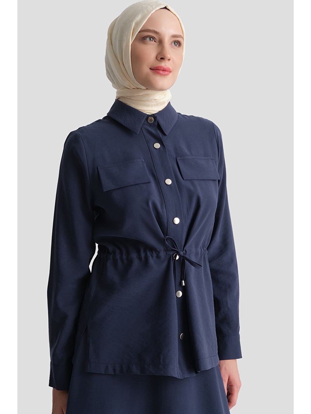 Modal Beli Büzgülü Takım Lacivert-2