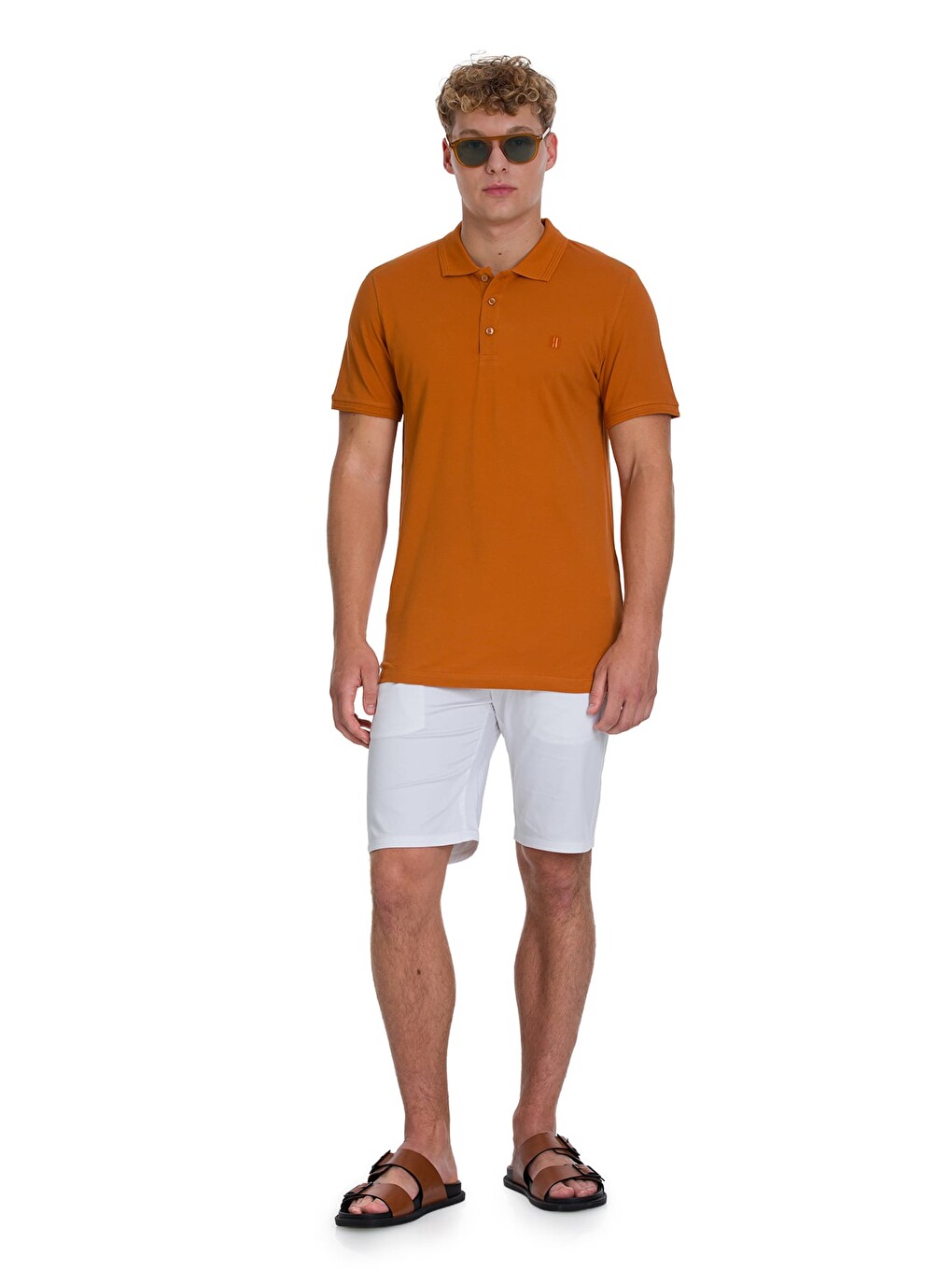 Kahverengi Regular Fit 100% Pamuklu Polo Yaka Tişört-1