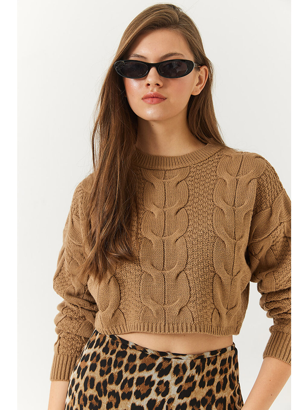 Kahverengi Kadın Triko Kazak-1