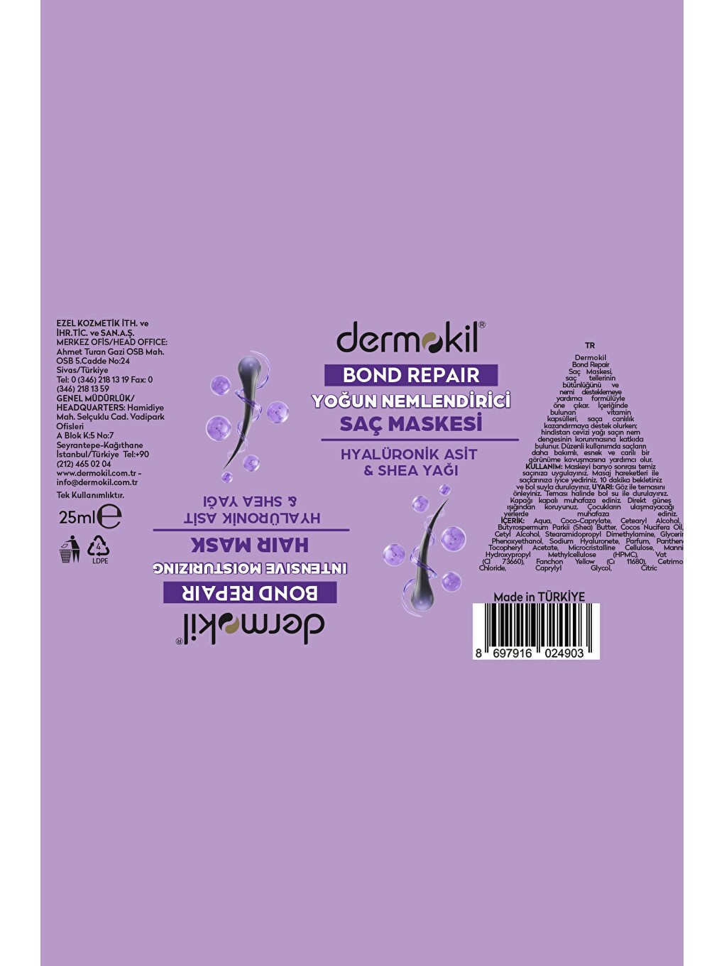 Bond Repair Yoğun Nemlendirici Saç Maskesi 25 ml x 10 Adet-5