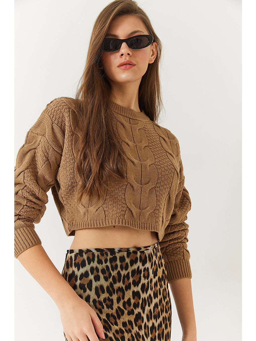 Kahverengi Kadın Triko Kazak-2