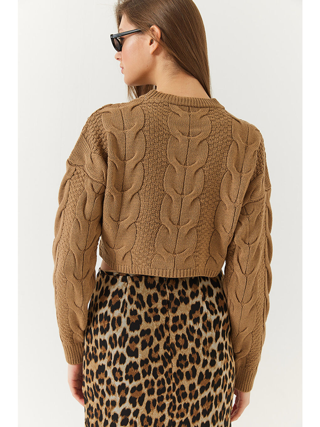 Kahverengi Kadın Triko Kazak-5