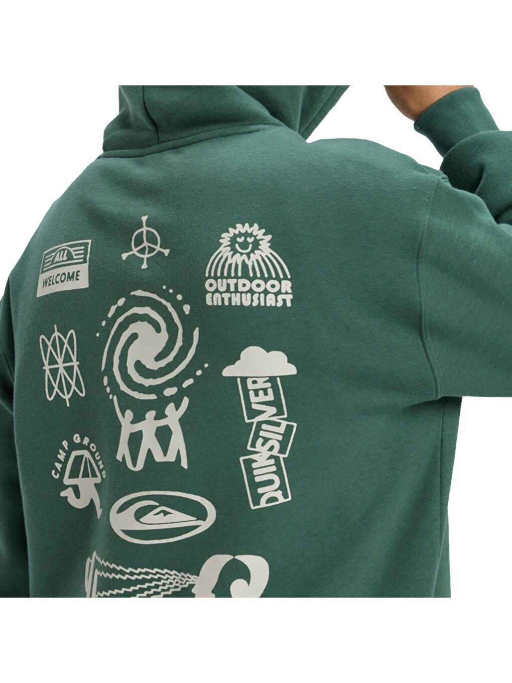 Salt Water Graphic Hoodie Erkek Yeşil Kapüşonlu Sweatshirt-7
